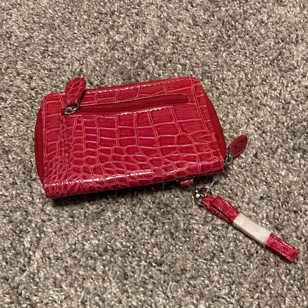 Croft & Barrow Red Crocodile Embossed Wallet wristlet